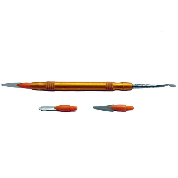 BesQual Porcelain Sculpting Instrument WS-001. LeCron End and 5" Orange/Gold Handle. Includes 3