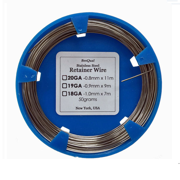 BesQual Retainer Wire - 19GA. 1 spool, 0.9 mm (0.036 in) x 9 m, stainless steel, easy to bend