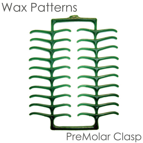 BesQual Wax Patterns - Premolar Clasp, Green. Box of 10 Sheets / 200 pieces