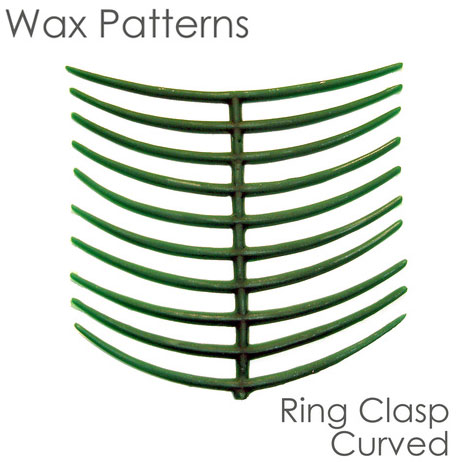 BesQual Wax Patterns - Ring Clasp, Curved, Green. Box of 10 Sheets / 200 pieces