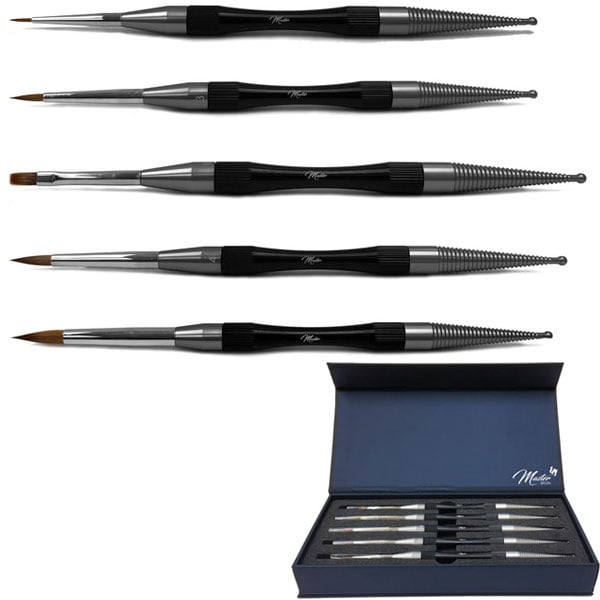 Master Brush Set, 5 Brushes. With Natural Kolinsky, ideal for porcelain
