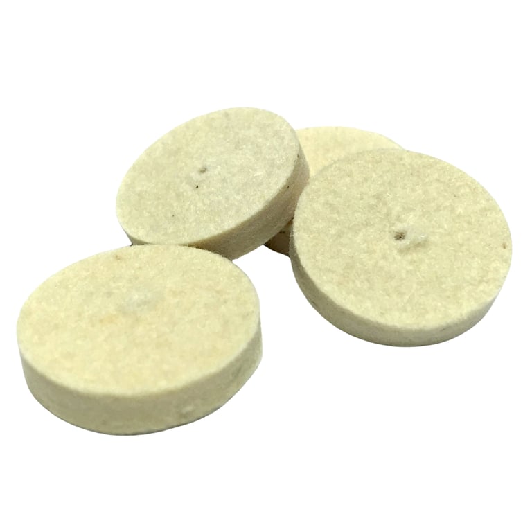 Meta Felt Polishing Wheel, Medium, 1.0 x 0.20mm, White Wool, 100/Pk. Consists of durable fine