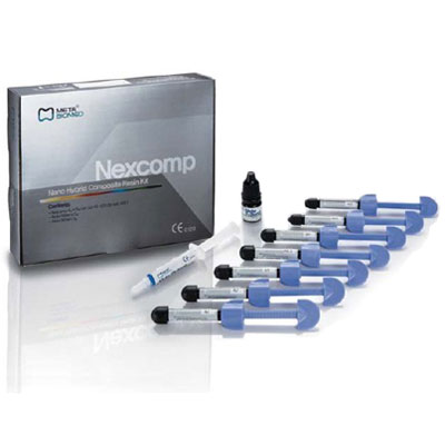 Nexcomp Nano Hybrid Composite Resin - Kit: 7 x 4 Gm. Syringes (A1, A2, A3, A3.5, B2, A2E, B2E), 5