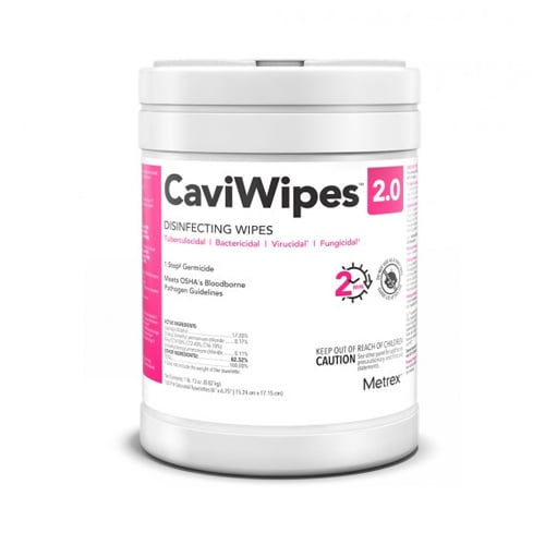 CaviWipes 2.0 Disinfectant Wipes 6"x6.75", 160/Can. Enhanced Efficacy with 2-minute universal