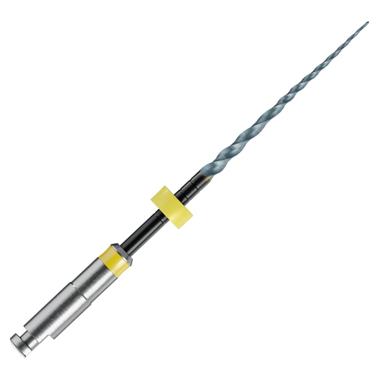 MicroMega MM Taper NiTi Rotary File F1, .07 Taper, 25mm, Sterile, 6/Pk. Yellow stop and ring