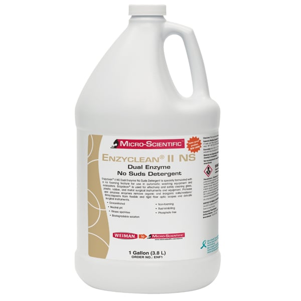 Enzyclean II NS Dual Enzyme No Suds Detergent, 1 Gallon, concentrated. Designed to effectively