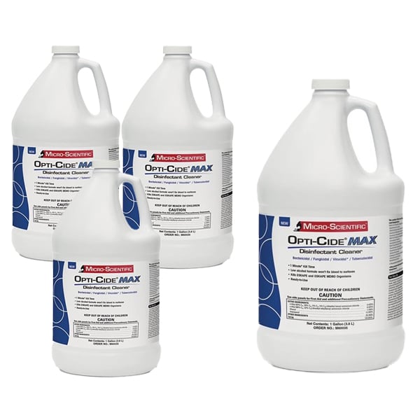 Opti-Cide MAX Disinfectant Cleaner, 1 Gallon Jug, Case of 4. cleans and disinfects hard
