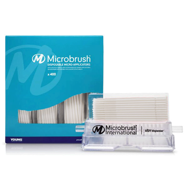 Microbrush Plus Micro-Applicators with Dispenser, Super Fine, White, 400/Pk. Dispenser series, kit