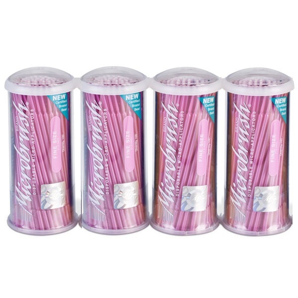 Microbrush Tube Series, Fine, Pink micro-applicators. 400 applicators, 4 tubes of 100 applicators