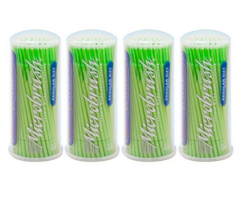 Microbrush Tube Series, Regular, Green micro-applicators. 400 applicators, 4 tubes of 100