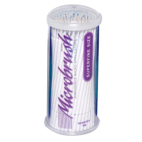 Microbrush Tube Series, Super Fine, White micro-applicators. Tube of 100 applicators
