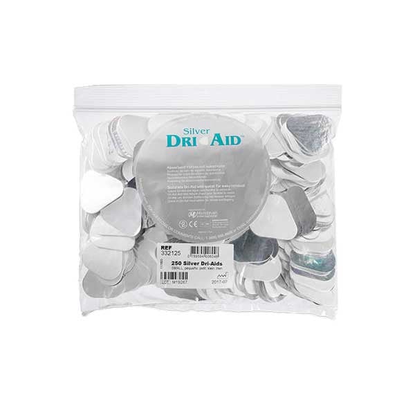 Silver Dri-Aid Small, Cotton Roll Substitute with Reflective Backing, 250/Pk