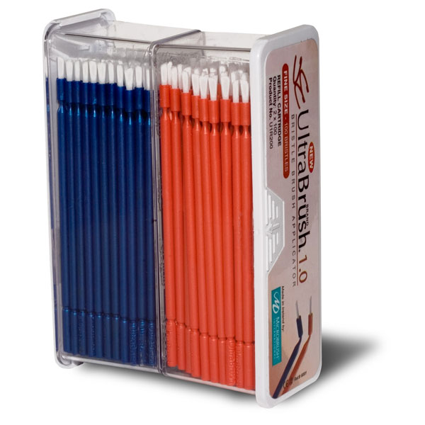 UltraBrush 1.0 Refill. Bristle Brush Applicator, Fine. Contains 200 Applicators: 100 Orange