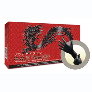 Black Dragon Latex Exam Gloves: Medium, Black Col