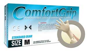 Comfortgrip Latex glove: X-Large 100/Bx. Powder-Free, Textured, Chlorinated, Non-Sterile