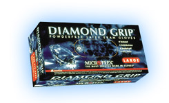 Diamond Grip Latex Gloves: MEDIUM Powder-Free, Textured, Non-Sterile 100/Bx