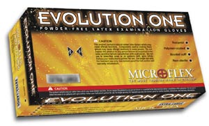 Evolution One Latex Gloves: X-SMALL Powder-Free, 