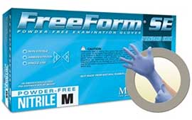 Freeform SE Nitrile gloves: Large, 100/Bx, Blue, Non-Sterile, Powder-Free, Microtextured