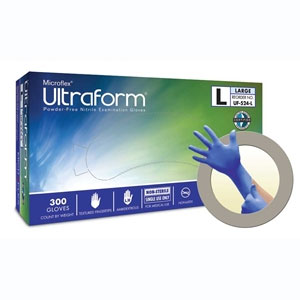 Ultraform Nitrile exam gloves: SMALL 300/Bx. Cobalt blue, powder-free, textured fingertips