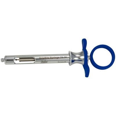 GripRite Regular Aspirating Syringe with Blue Silicone Grips, Cook-Waite, Single syringe