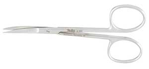 Miltex 4" Iris curved surgical scissors with a smooth blade and sharp tips