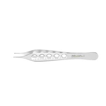 Miltex 4-3/4" Adson Tissue Forceps, 1 x 2 Teeth with Tying Platform and Lightweight Fenestrated