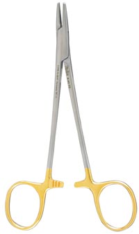 Miltex 5.5" Baumgartner Needle Holder with Serrated Jaws (4000 Teeth Per Square Inch)