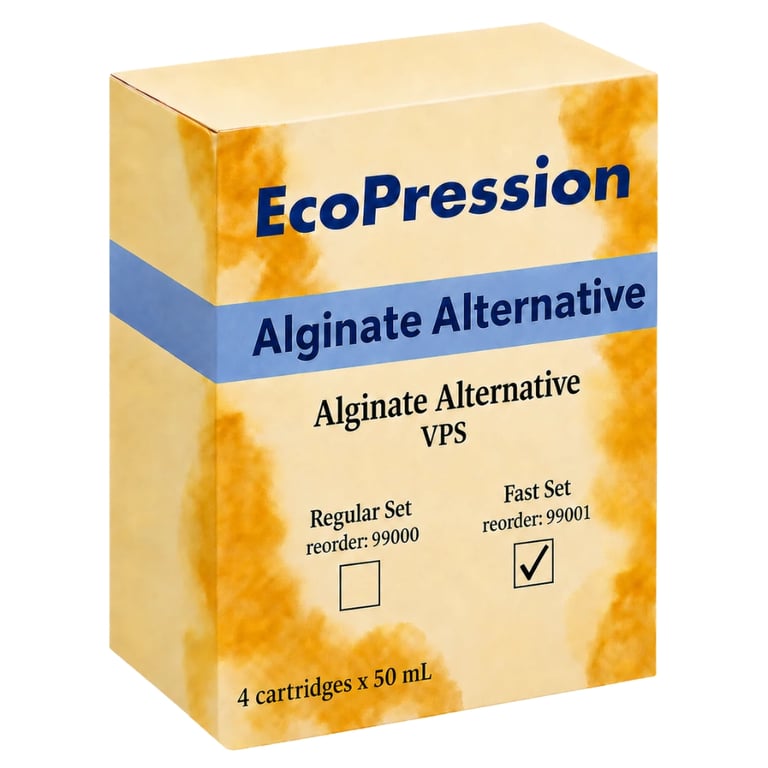 EcoPression VPS Alginate Alternative, Fast Set, 4 x 50ml Cartridges, 1/Pk. Delivers high accuracy