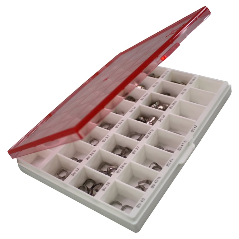 Morelli Maxillary Stainless Steel Molar Bands Pro Kit. Includes: 260 universal molar bands and an