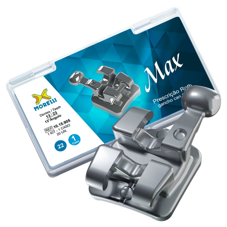 Morelli Max Stainless Steel 0.022 Roth Brackets, Single Patient Kit, 20/Pk. Features low friction