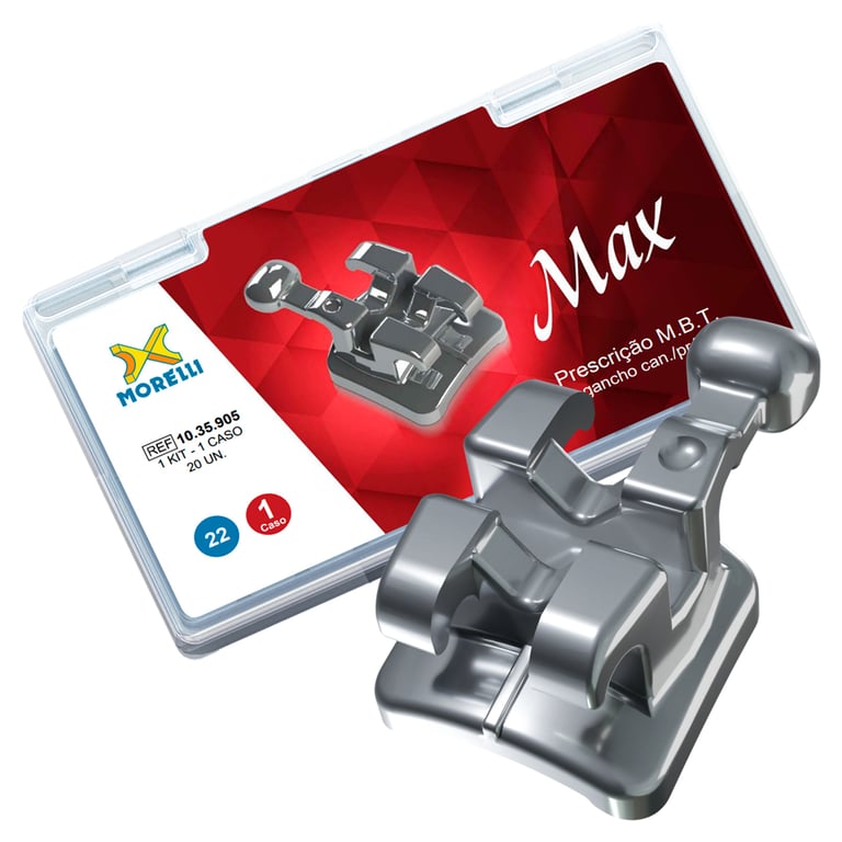 Morelli Max Stainless Steel 0.022 M.B.T. Brackets, Single Patient Kit, 20/Pk. Features anatomical