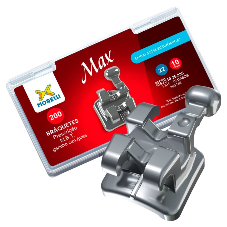Morelli Max Stainless Steel 0.022 M.B.T. Brackets, 10 Patient Kit - 20/Pk, Case of 10 Kit
