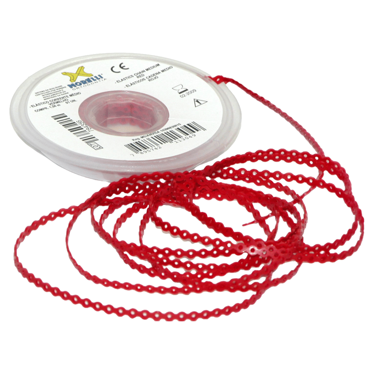 Morelli 5ft Elastomeric Power Chain, Continuous, Red, 1/Pk. Constructed from polyurethane