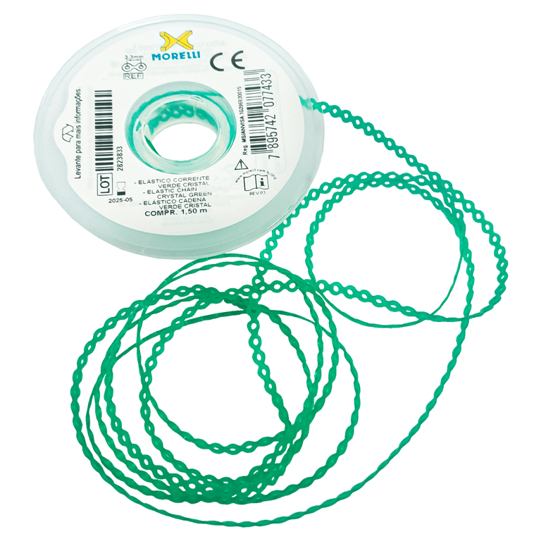 Morelli 5ft Elastomeric Power Chain, Continuous, Crystal Green, 1/Pk. Constructed