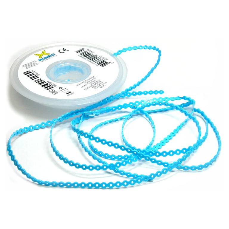 Morelli 5ft Elastomeric Power Chain, Short, Baby Blue, 1/Pk. Constructed from polyurethane