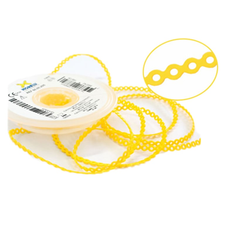 Morelli 5ft Elastomeric Power Chain, Short, Yellow, 1/Pk. Constructed from polyurethane with 3.3mm