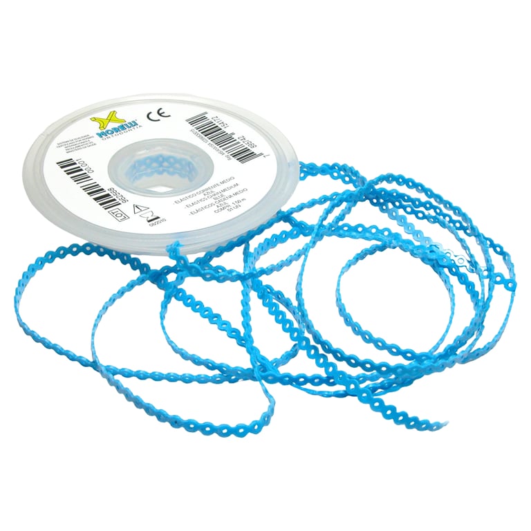Morelli 5ft Elastomeric Power Chain, Short, Blue, 1/Pk. Constructed from polyurethane with 3.3mm