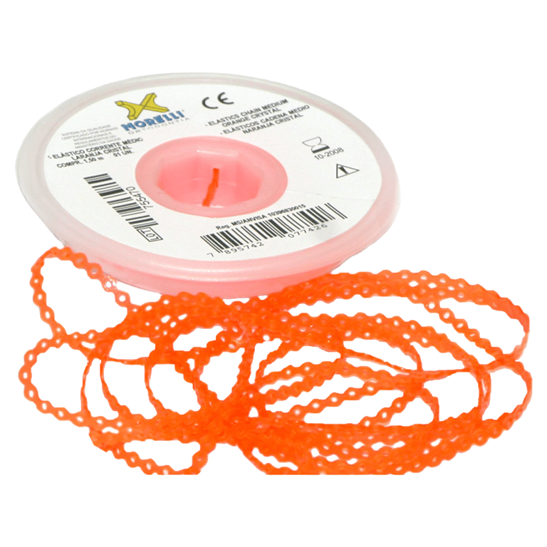 Morelli 5ft Elastomeric Power Chain, Short, Crystal Orange, 1/Pk. Constructed from polyurethane