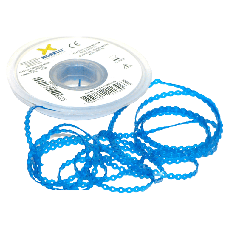 Morelli 5ft Elastomeric Power Chain, Short, Crystal Blue, 1/Pk. Constructed from polyurethane
