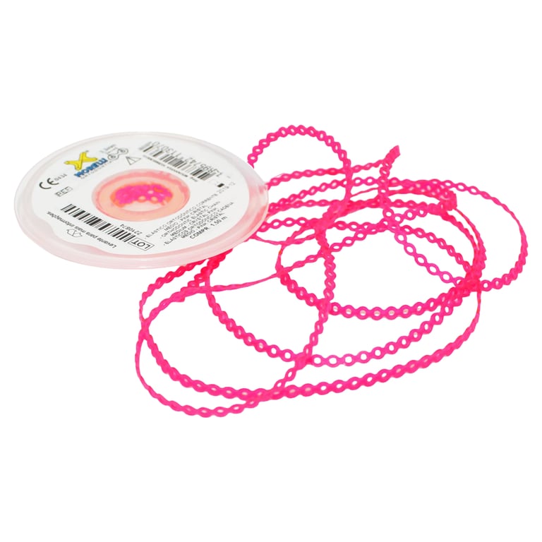 Morelli 5ft Elastomeric Power Chain, Short, Crystal Pink, 1/Pk. Constructed from polyurethane