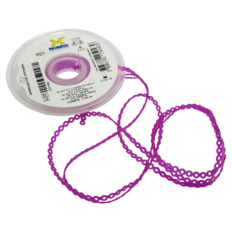 Morelli 5ft Elastomeric Power Chain, Short, Crystal Grape, 1/Pk. Constructed from polyurethane