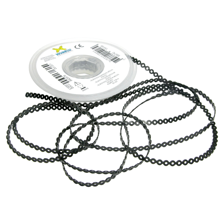 Morelli 5ft Elastomeric Power Chain, Long, Black, 1/Pk. Constructed from polyurethane with 4.0mm