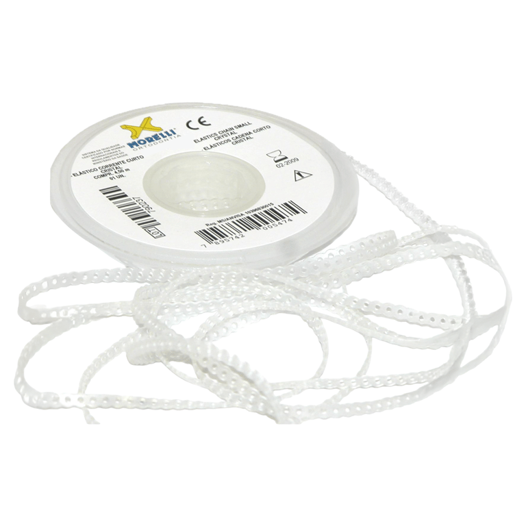 Morelli 15ft Elastomeric Power Chain, Long, Clear, 1/Pk. Constructed from polyurethane with 4.0mm
