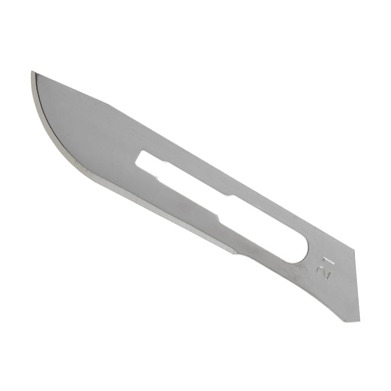 Myco Medical #21 Sterile Carbon Steel Surgical Scalpel Blade, Box of 100 blades