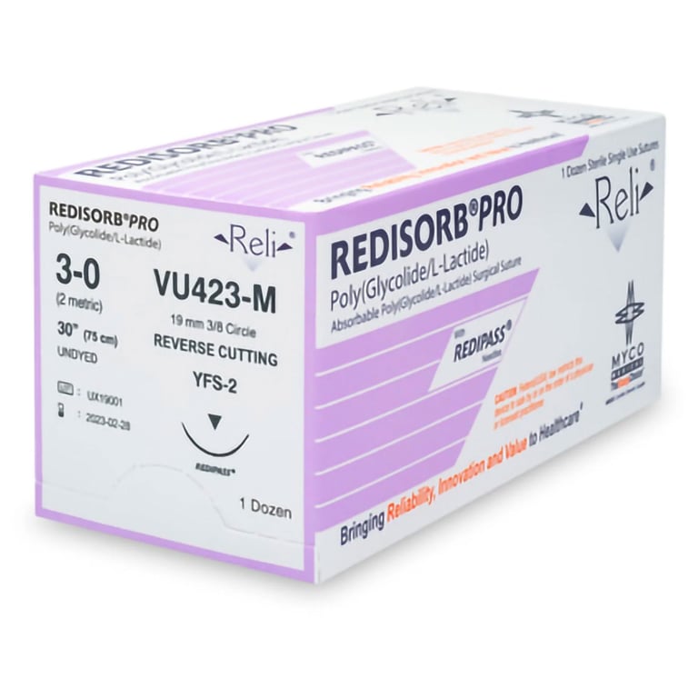 Reli Redisorb 3-0, 27" Absorbable Polyglycolic Acid Suture with MFS-2 Reverse Cutting Needle