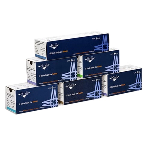 Reli 6/0, 18" Polypropylene Sutures with PC-34 PPT reverse-cutting 16mm needle (3/8 circle), box