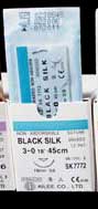 Reli 3/0, 18" Silk Black Braided Suture with C-26 reverse-cutting 16mm needle (1/2 circle), box