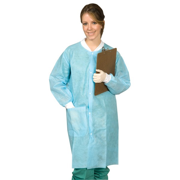 Defend Lab Coat - SMALL, Blue 50/Pk. Unisex, Knee