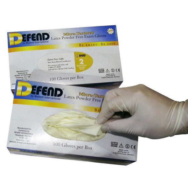 Defend Latex Gloves: MEDIUM 100/Bx. Micro-Texture