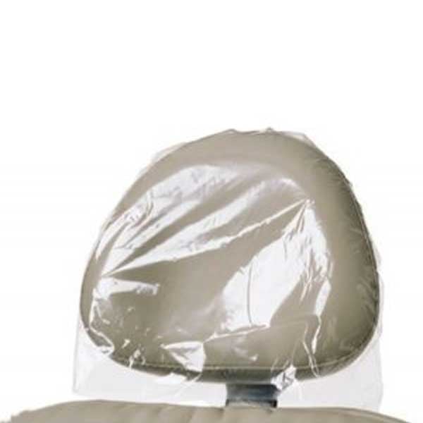 Defend 14" x 9.5" x 2" Headrest Cover, Clear Plastic, Disposable, 250/Box